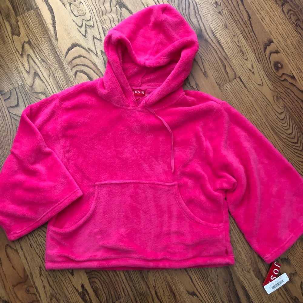 NWT Josie Natori Pink Fleece Hoodie XL